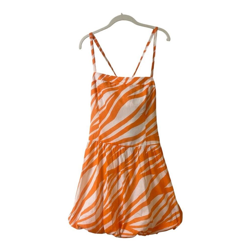 Du Paradis Aurora Wave bubble hem dress in Orange sz L NWT
